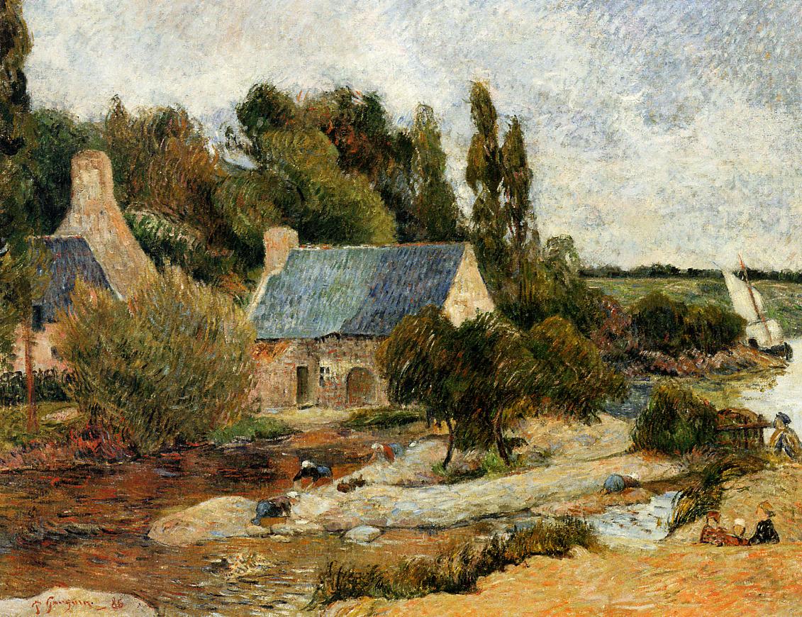 Washerwoman at Simonou Mill, Pont-Aven - Paul Gauguin Painting